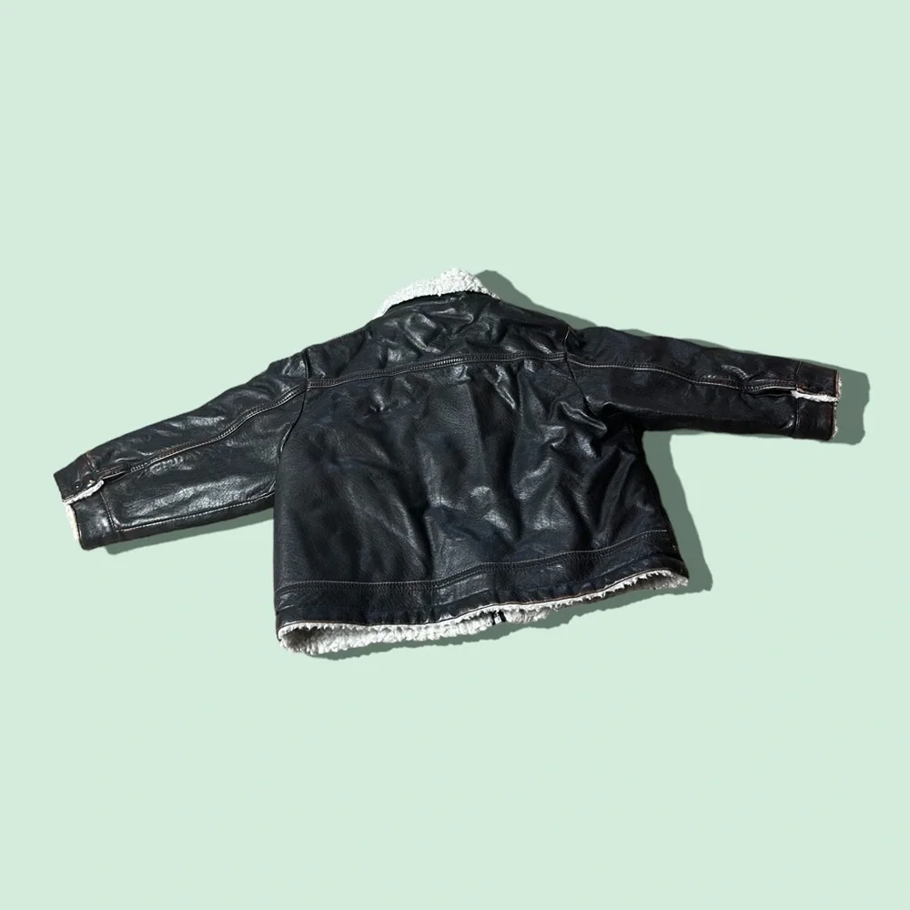 Toddler Harley Davidson Motorcycle Faux Leather Sherpa Lined Zip Up Jacket Sz 2T - Picture 2 of 11